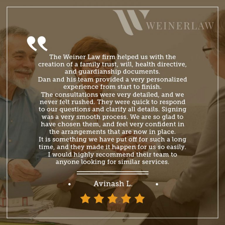 weiner law client testimonial from avinish l 768x768